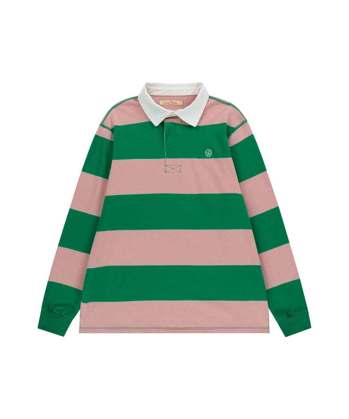 반원 아틀리에(VANONE ATELIER) A3496 스트라이프 칼라 티셔츠_Green