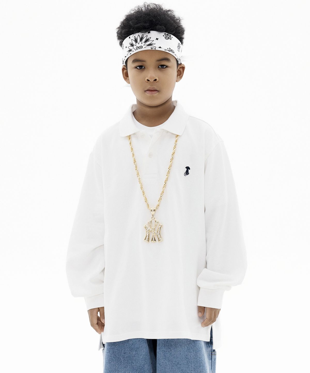 테이크이지 키즈(TAKEASY KIDS) 자이언트핏 피케 롱슬리브(오프화이트)