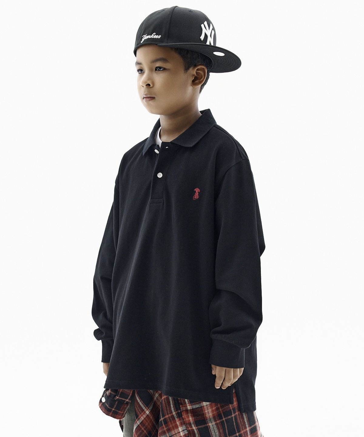 테이크이지 키즈(TAKEASY KIDS) 자이언트핏 피케 롱슬리브(블랙)
