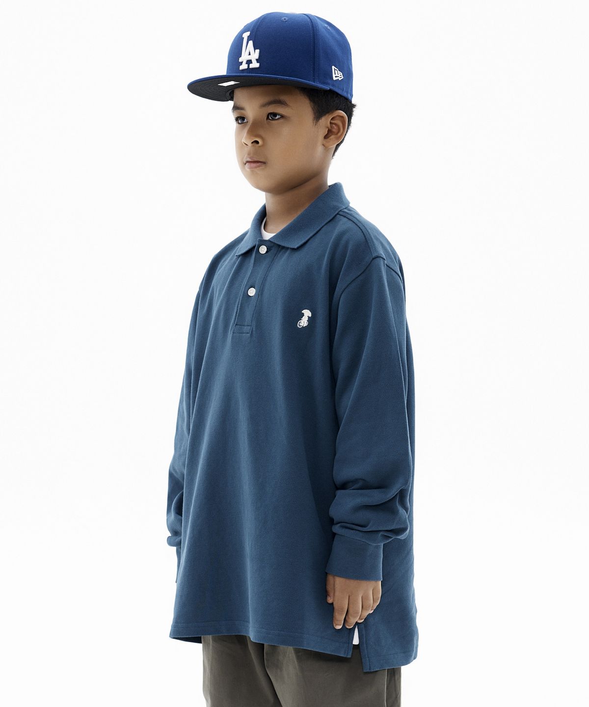 테이크이지 키즈(TAKEASY KIDS) 자이언트핏 피케 롱슬리브(빈티지네이비)