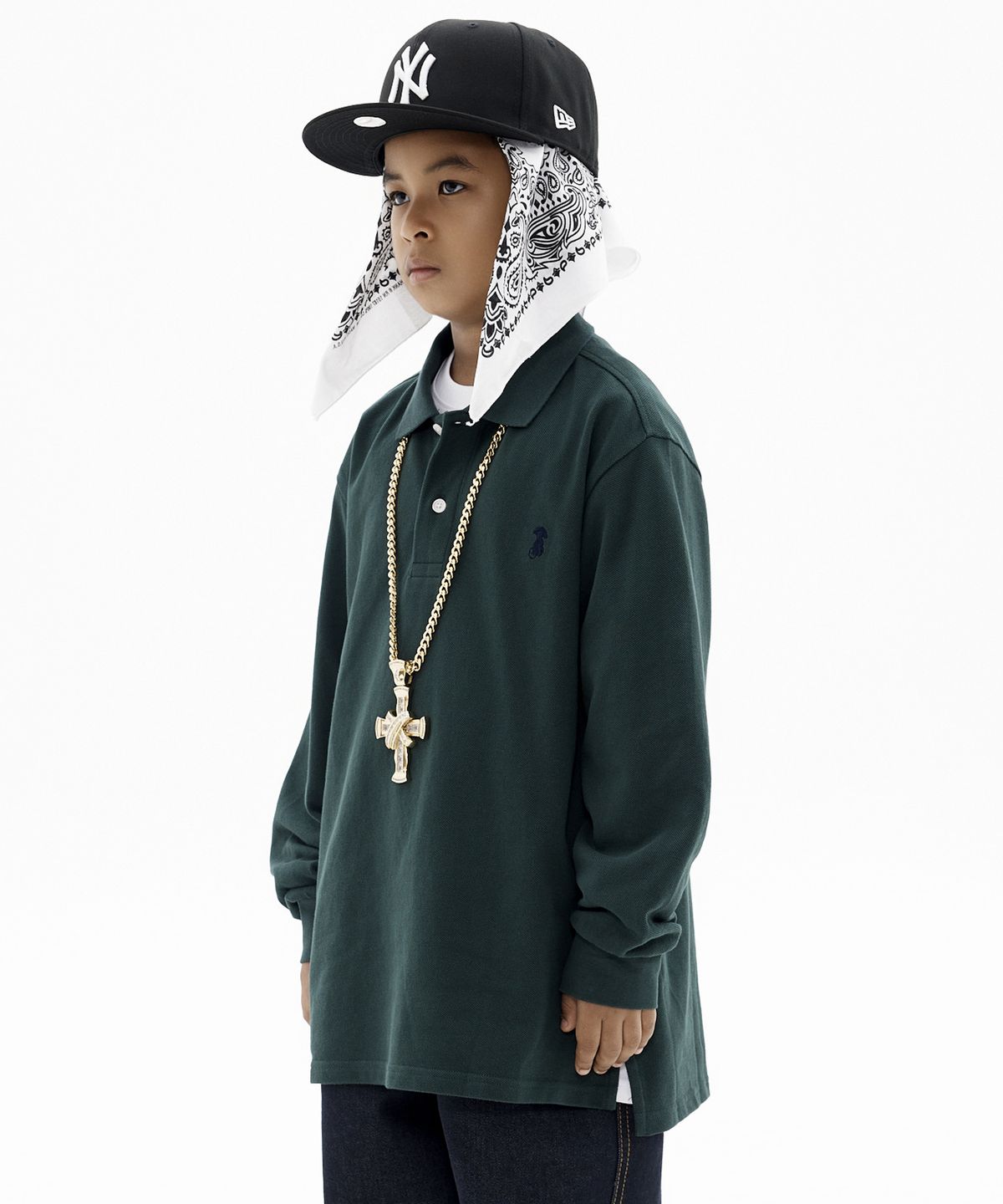 테이크이지 키즈(TAKEASY KIDS) 자이언트핏 피케 롱슬리브(그린)