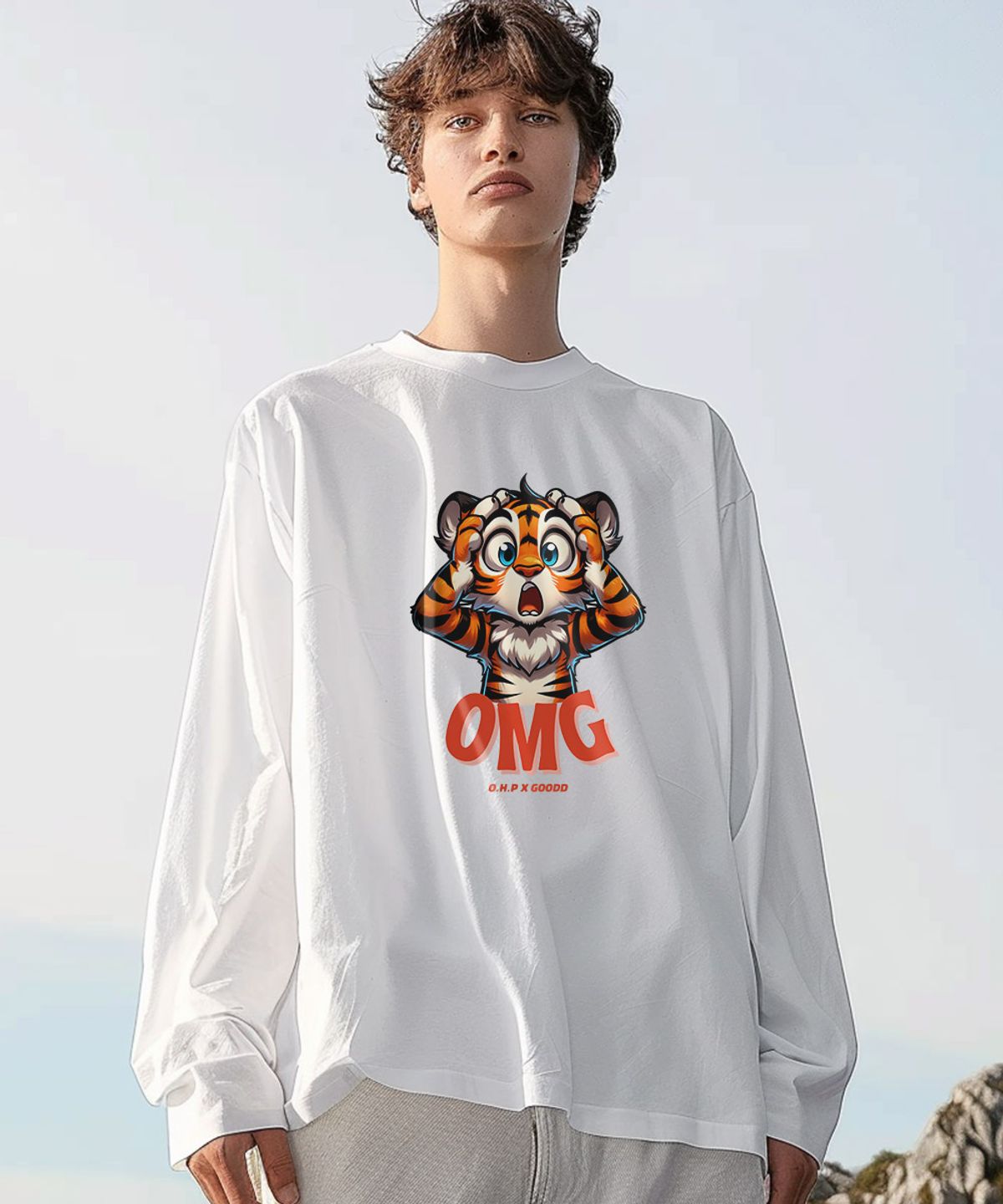 원헌드레드퍼센트(OHP) OHPxGOODD4 OMG 베이직 긴팔티셔츠