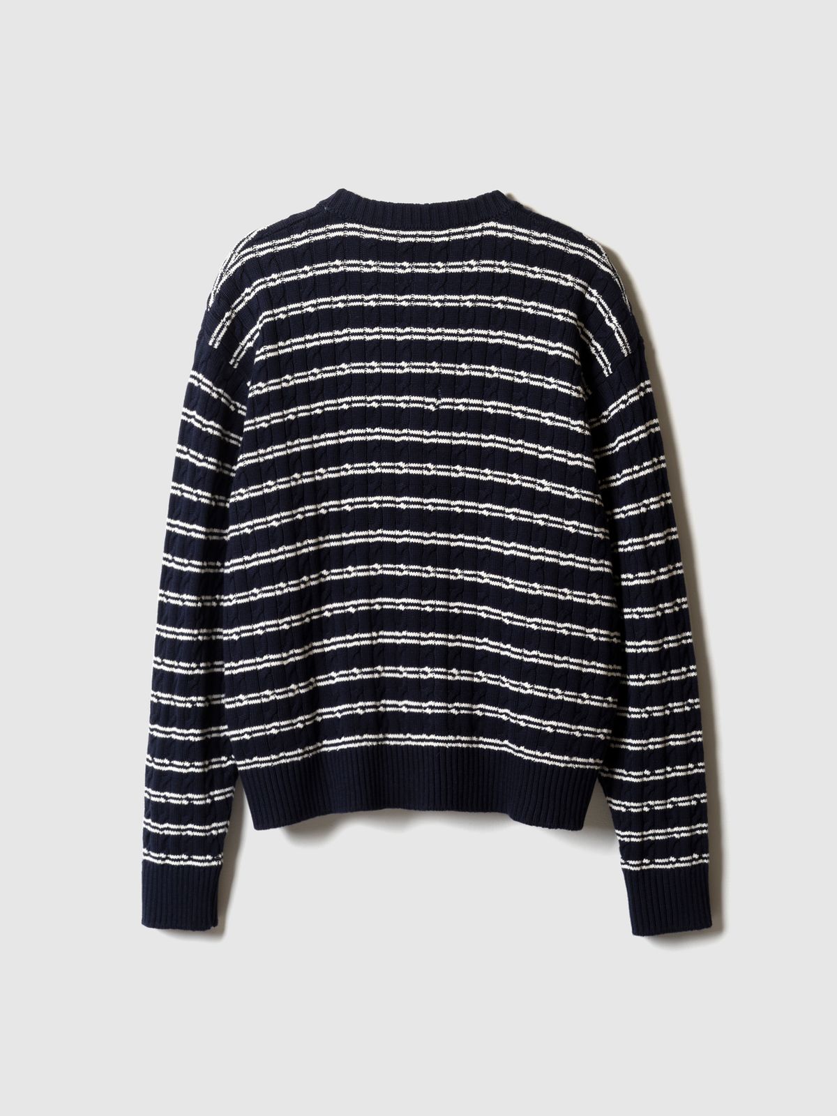 포커페이스(POKERFACE) CABLE STRIPE CARDIGAN NAVY