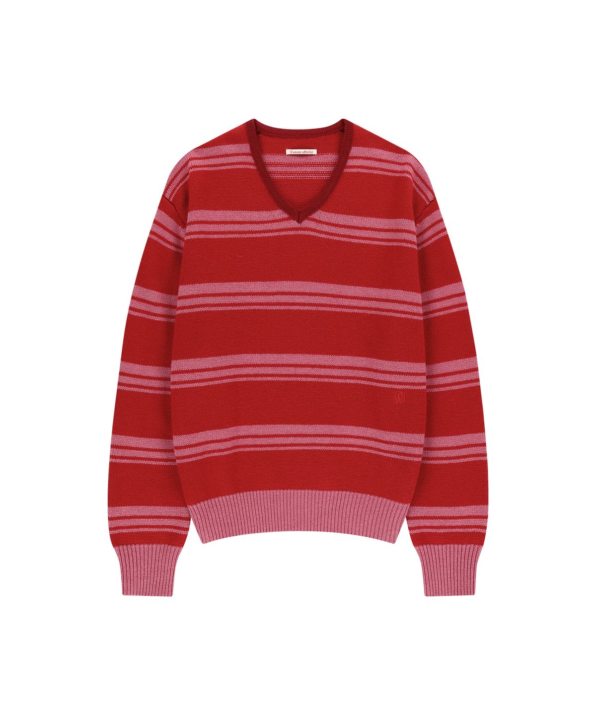 반원 아틀리에(VANONE ATELIER) KN4253 울 스트라이프 니트_Red