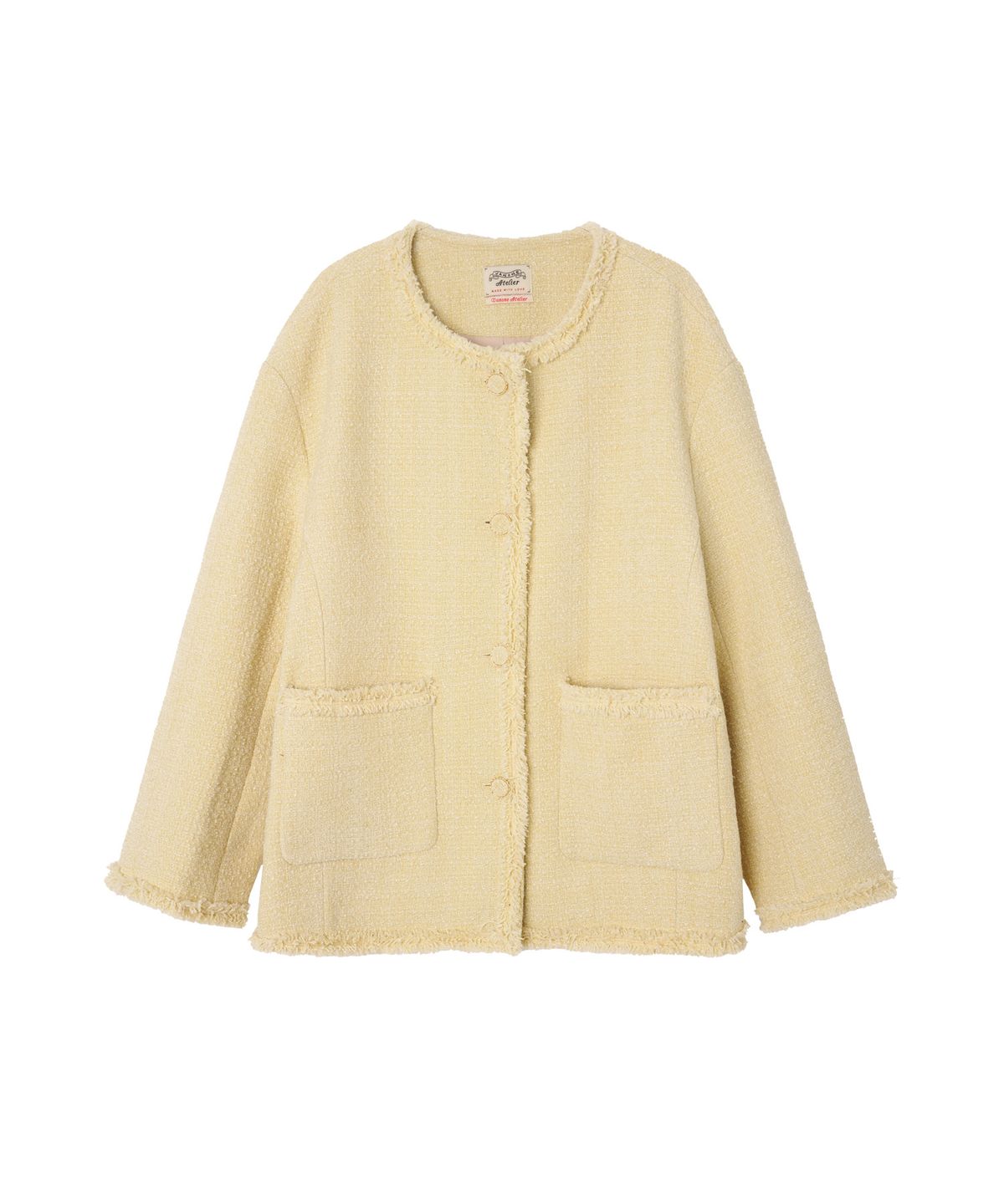 반원 아틀리에(VANONE ATELIER) O3735 라운드 트위드 재킷_Yellow