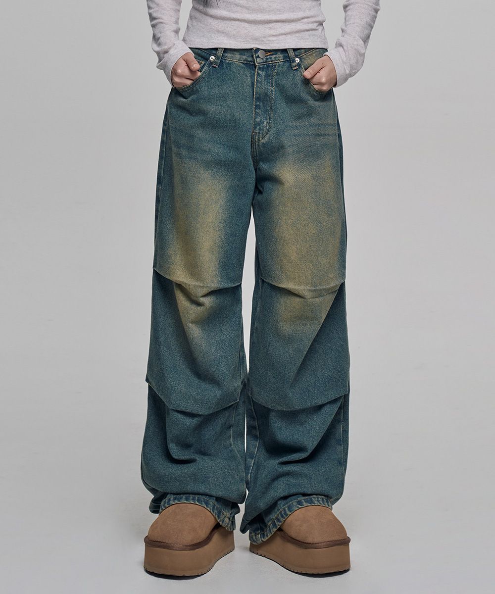 MUSINSA公式 | CHICKS Chink Wide Balloon Denim Pants Medium denim