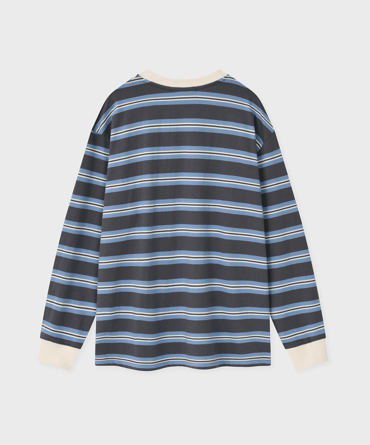 MUSINSA | FALLETT Striped Long Sleeve Gray