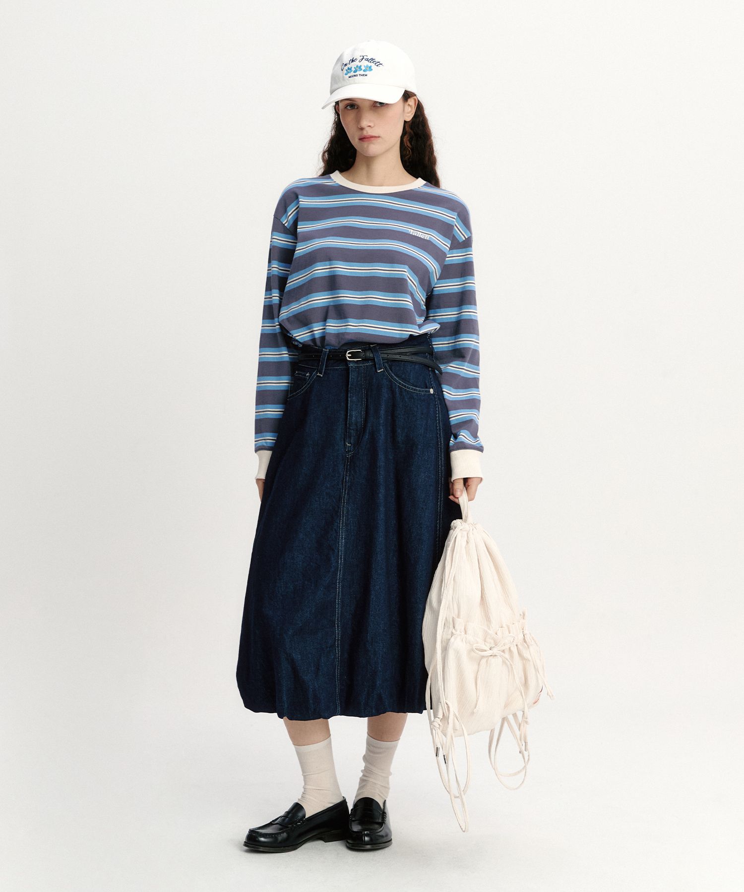 MUSINSA | FALLETT Striped Long Sleeve Gray