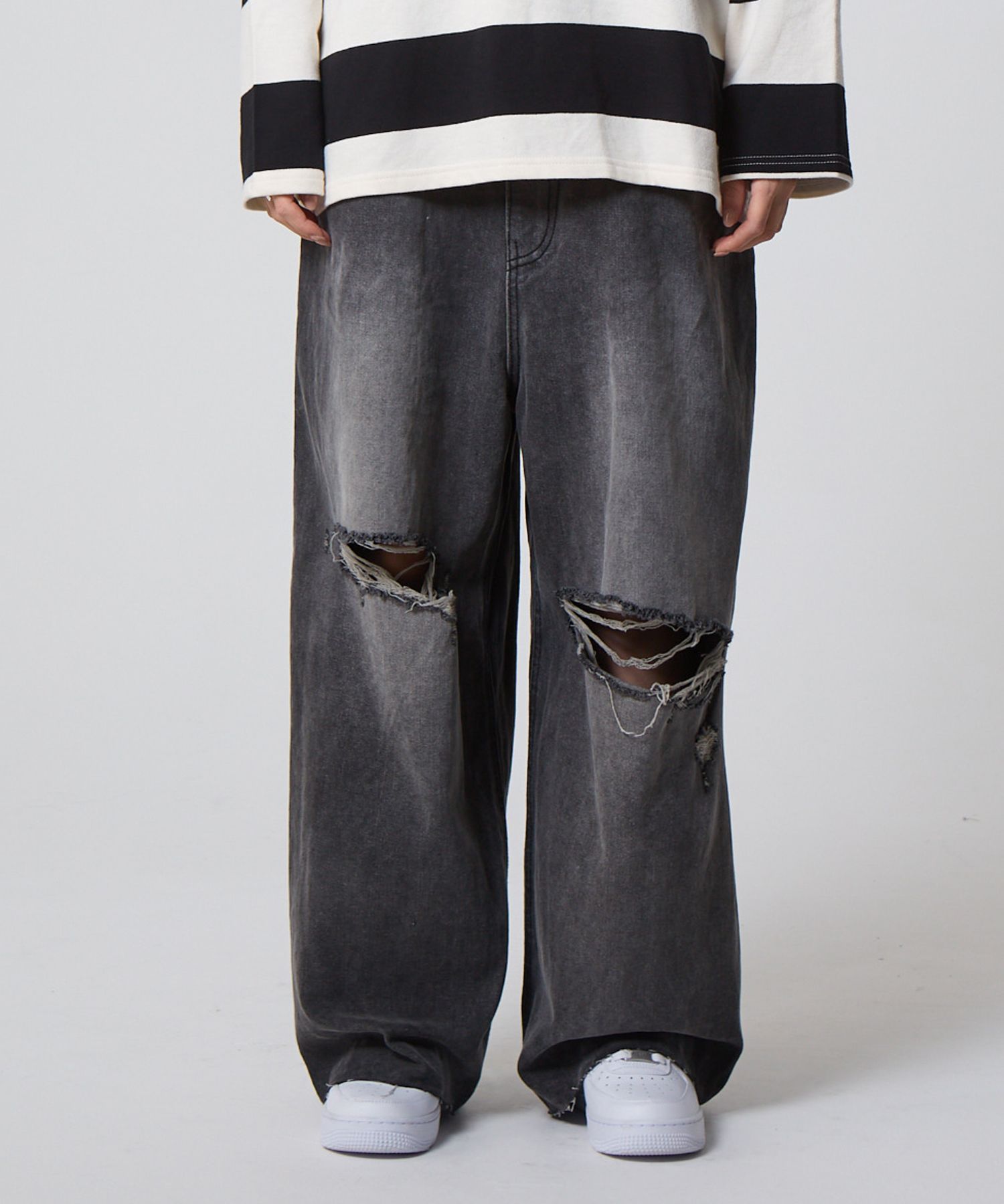 ◆UNKNOWN PLANET◆ Side belted destroyed wide denim pants li MUSINSA | UNKNOWN PLANET side belted destroyed wide denim