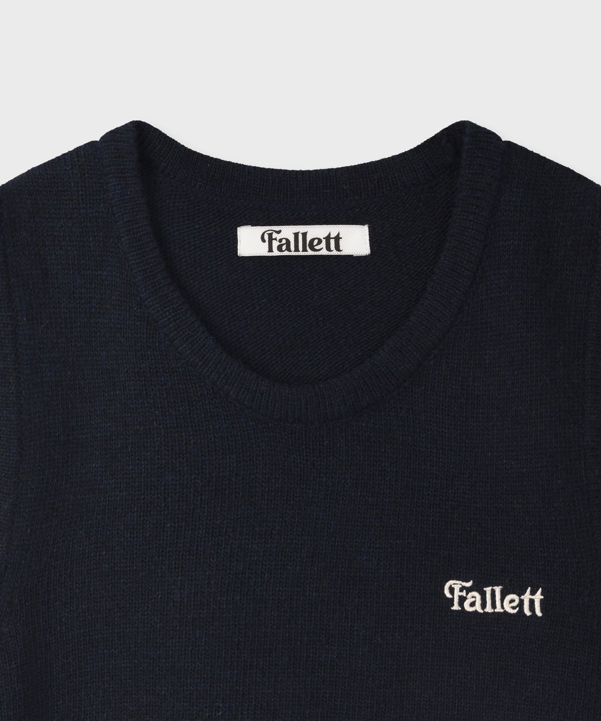 팔렛(FALLETT) 스몰 스토리 로고 니트 베스트 네이비