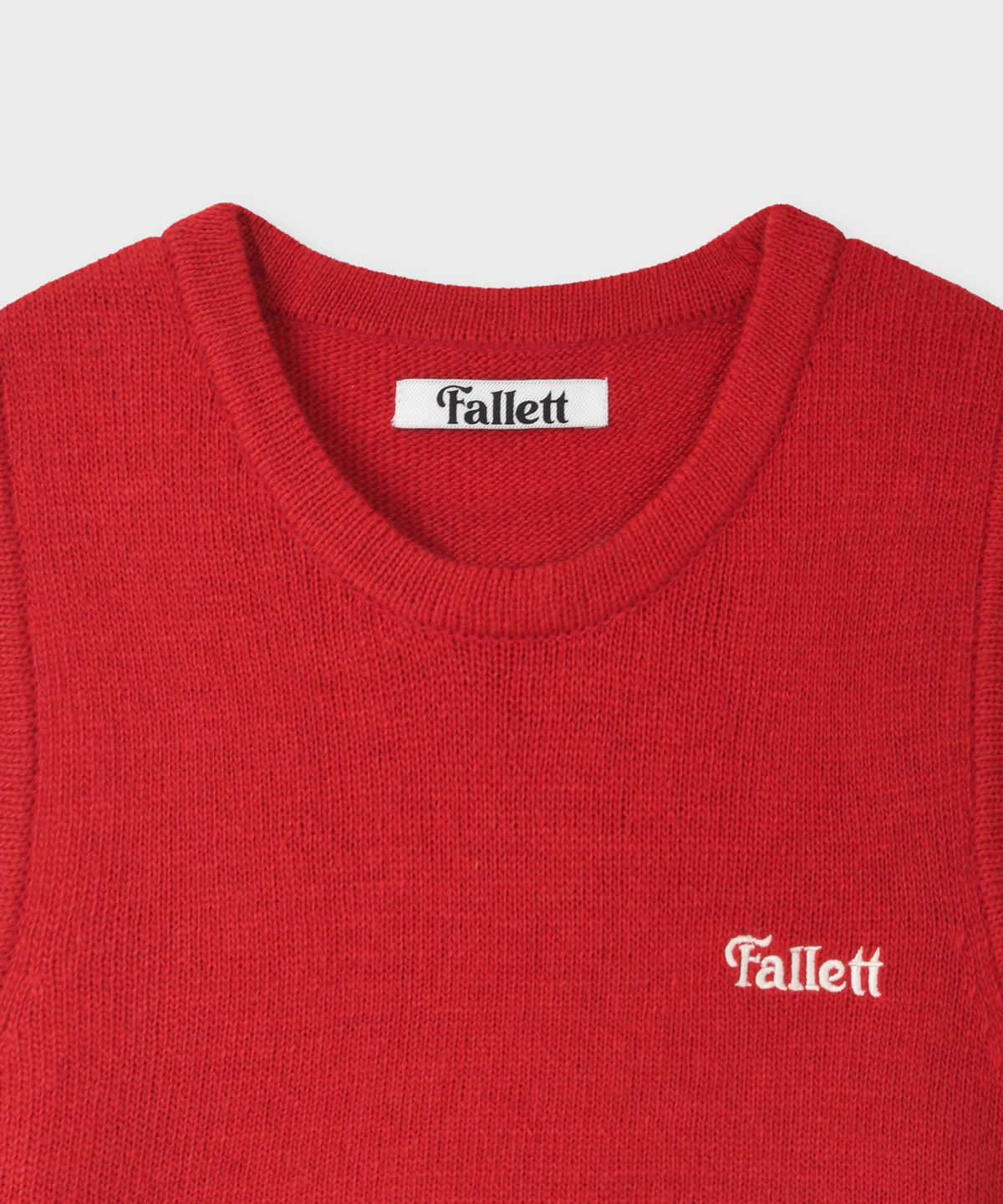 팔렛(FALLETT) 스몰 스토리 로고 니트 베스트 레드