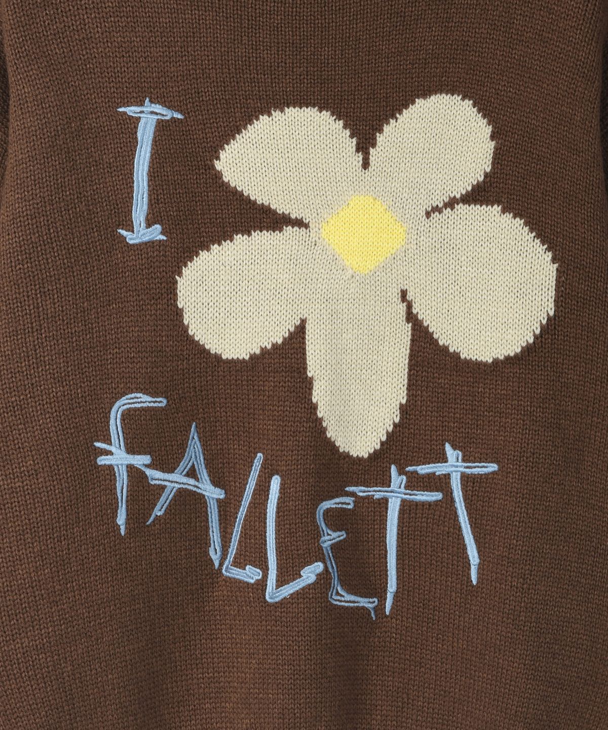 팔렛(FALLETT) 드로잉 플라워 니트 브라운