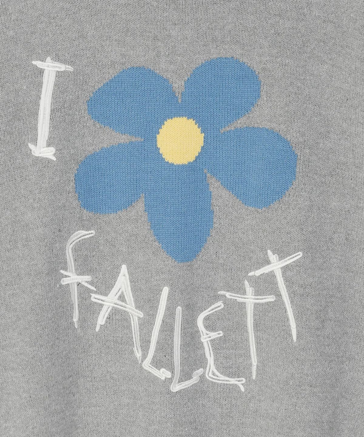 팔렛(FALLETT) 드로잉 플라워 니트 멜란지 그레이