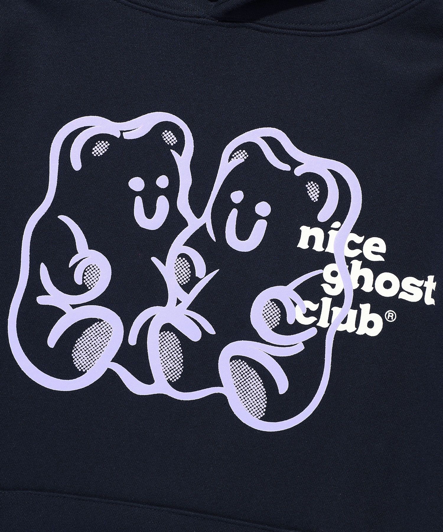 MUSINSA | NICE GHOST CLUB GUMMY BEAR & LOGO HOODIE_NAVY