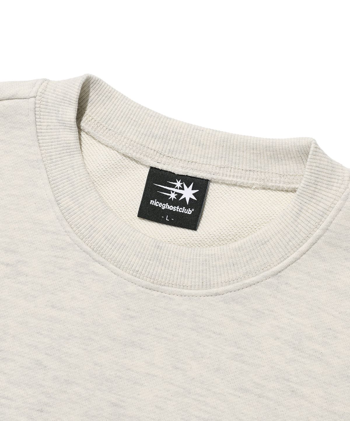 나이스고스트클럽(NICEGHOSTCLUB) 3STAR LOGO APPLIQUE SWEATSHIRTS_OATMEAL(NG2EFUM444A)