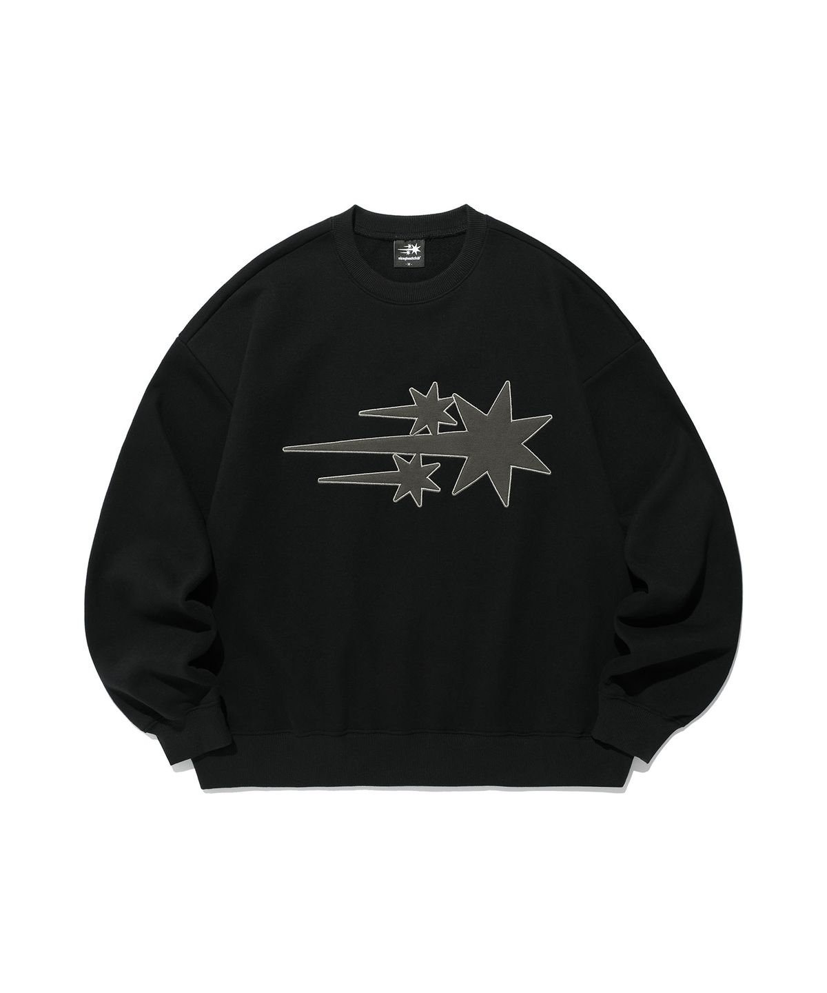 나이스고스트클럽(NICEGHOSTCLUB) 3STAR LOGO APPLIQUE SWEATSHIRTS_BLACK(NG2EFUM444A)