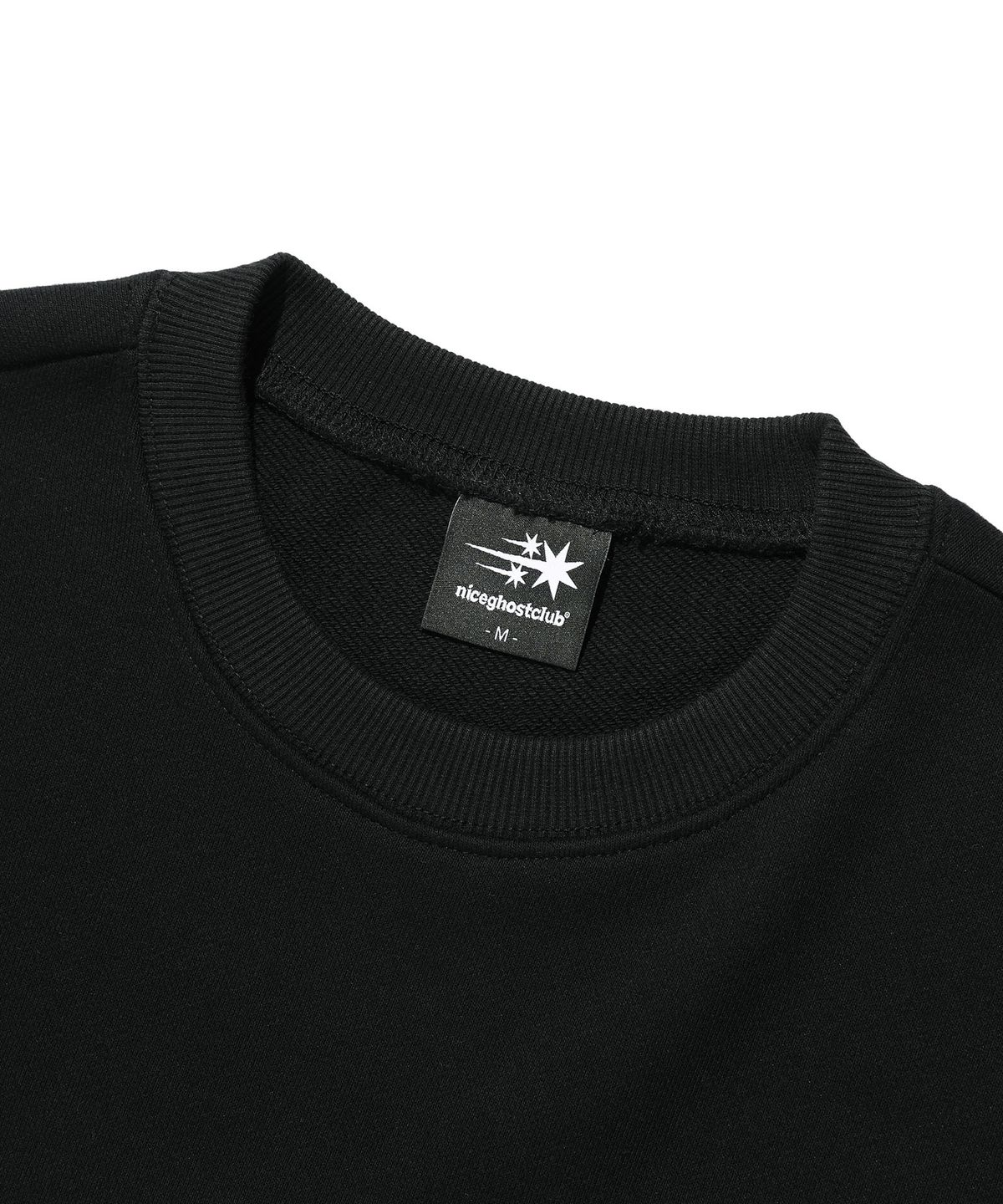 나이스고스트클럽(NICEGHOSTCLUB) 3STAR LOGO APPLIQUE SWEATSHIRTS_BLACK(NG2EFUM444A)