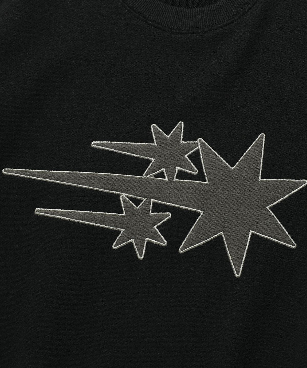 나이스고스트클럽(NICEGHOSTCLUB) 3STAR LOGO APPLIQUE SWEATSHIRTS_BLACK(NG2EFUM444A)