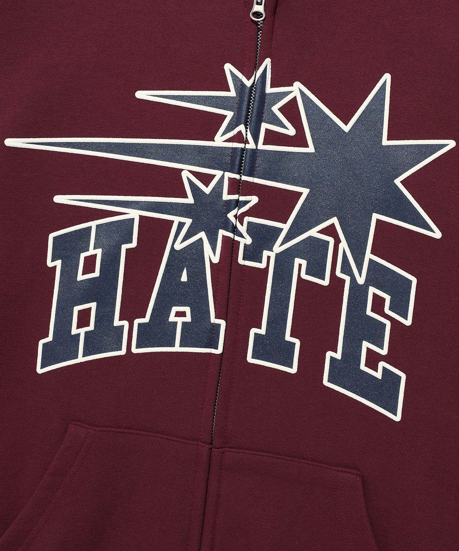 MUSINSA | NICE GHOST CLUB 3STARS HATE HOODIE ZIP UP_BURGUNDY