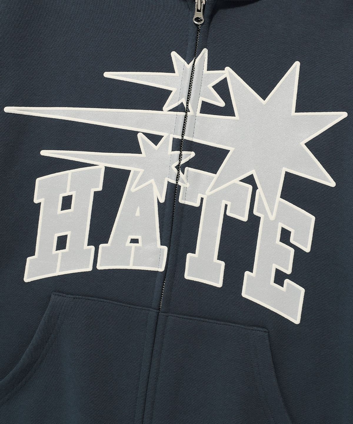 나이스고스트클럽(NICEGHOSTCLUB) 3STARS HATE HOODIE ZIP UP_NAVY(NG2EFUM481A)