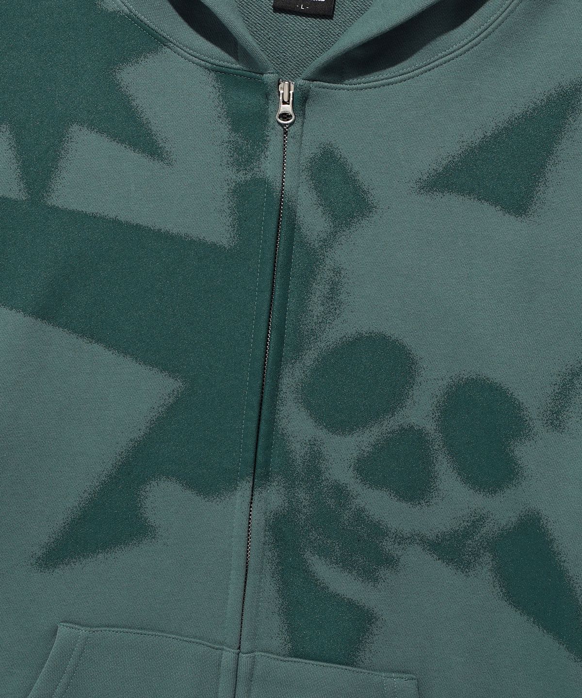 나이스고스트클럽(NICEGHOSTCLUB) SPRAY SKULL 3STAR HOODIE ZIP UP_GREEN(NG2EFUM485A)