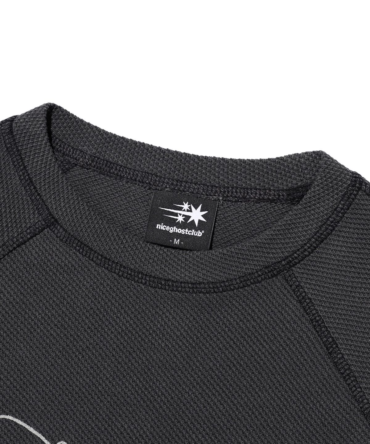 나이스고스트클럽(NICEGHOSTCLUB) SKULL RIBBON WAFFLE L/S TEE_CHARCOAL(NG2EFUT557A)