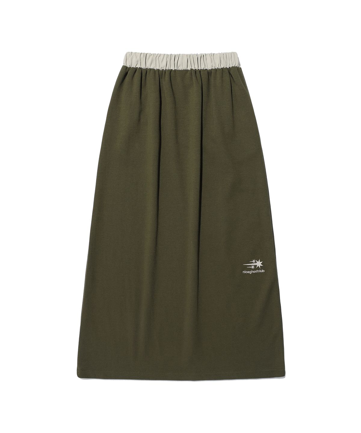 나이스고스트클럽(NICEGHOSTCLUB) BIG STAR LOGO SWEAT SKIRT_KHAKI(NG2EFUPA90A)