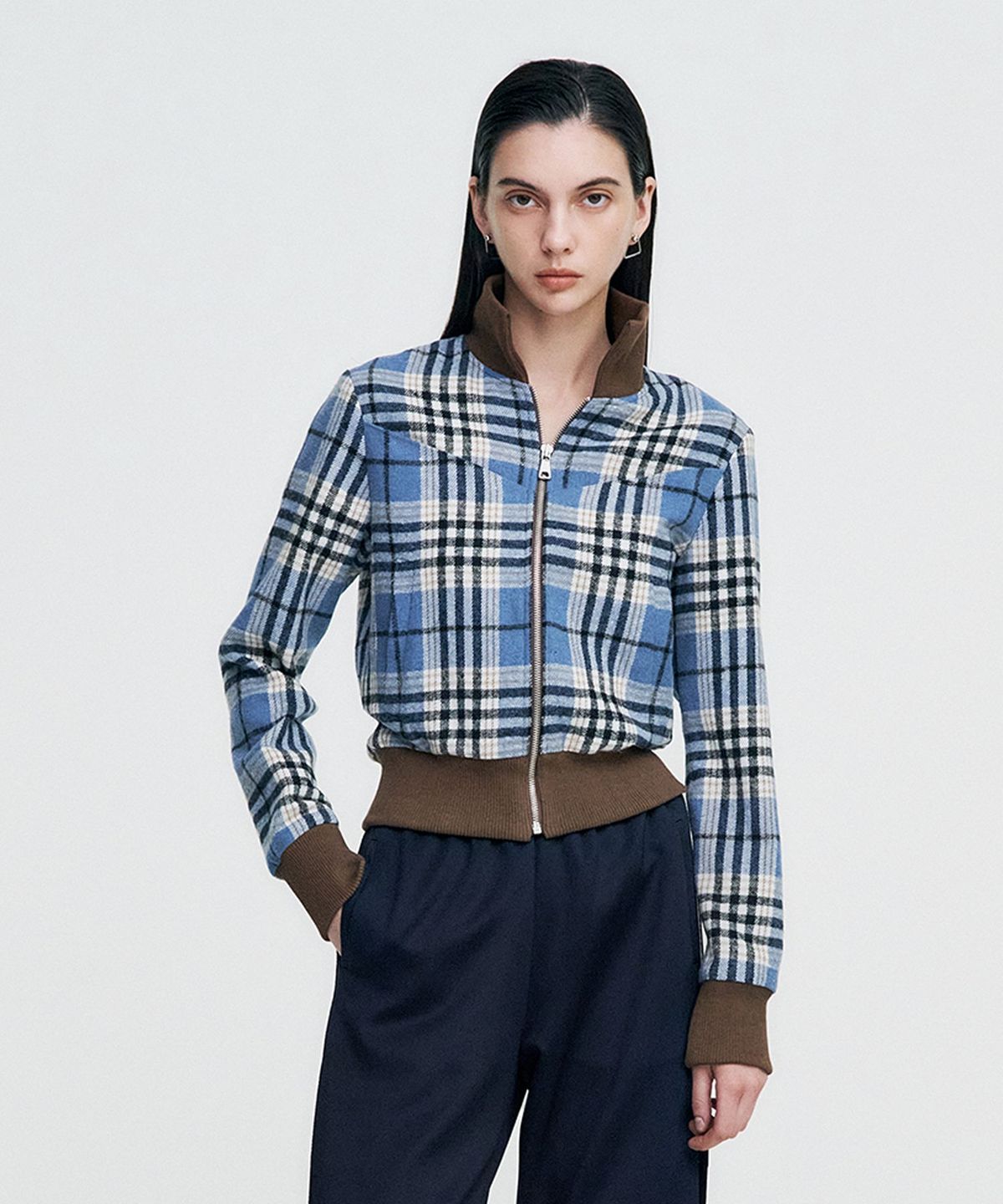 킴지수(KIMZISU) Plaid Check Flannel Zip-Up Jacket _ SKY BLUE