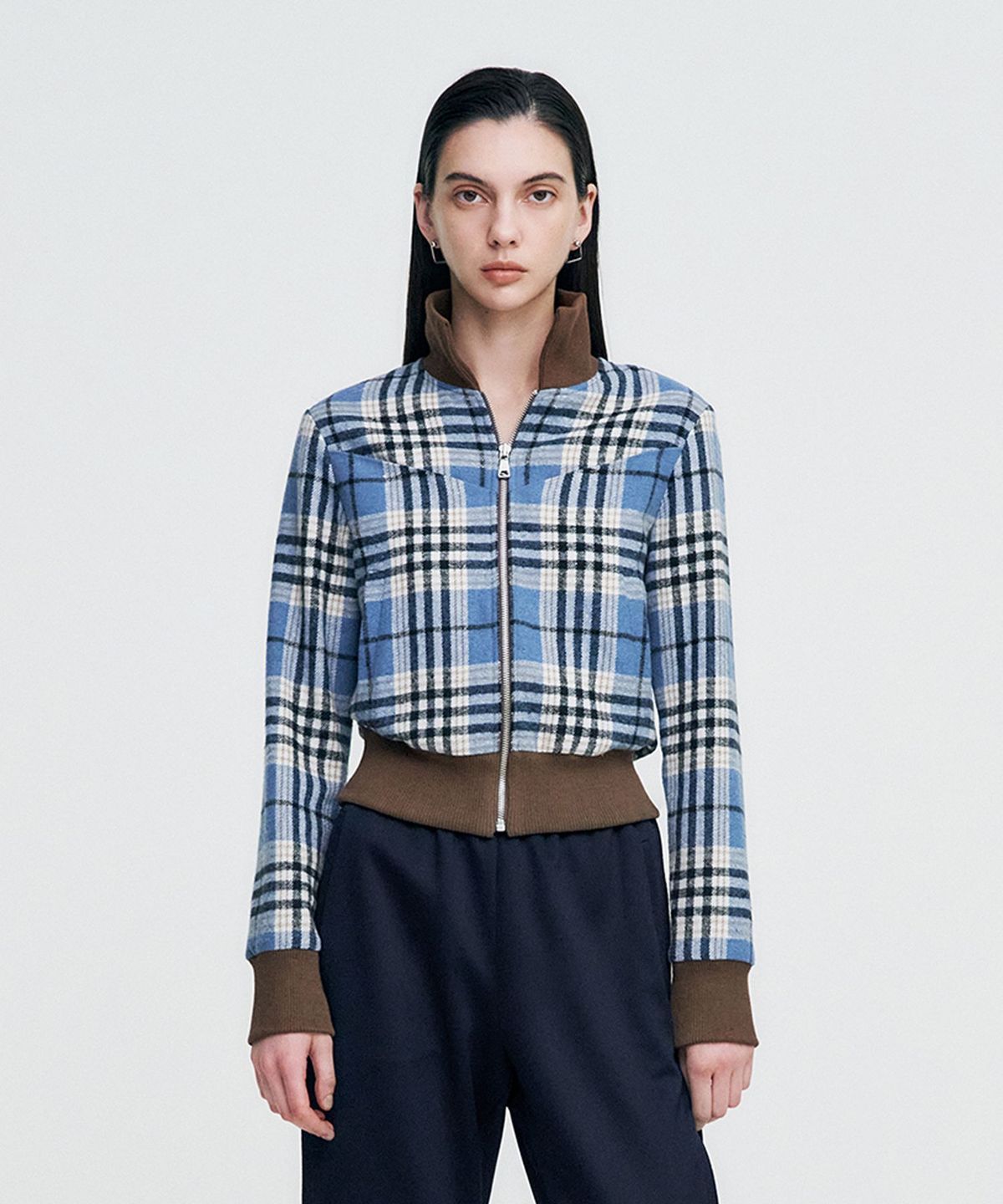 킴지수(KIMZISU) Plaid Check Flannel Zip-Up Jacket _ SKY BLUE