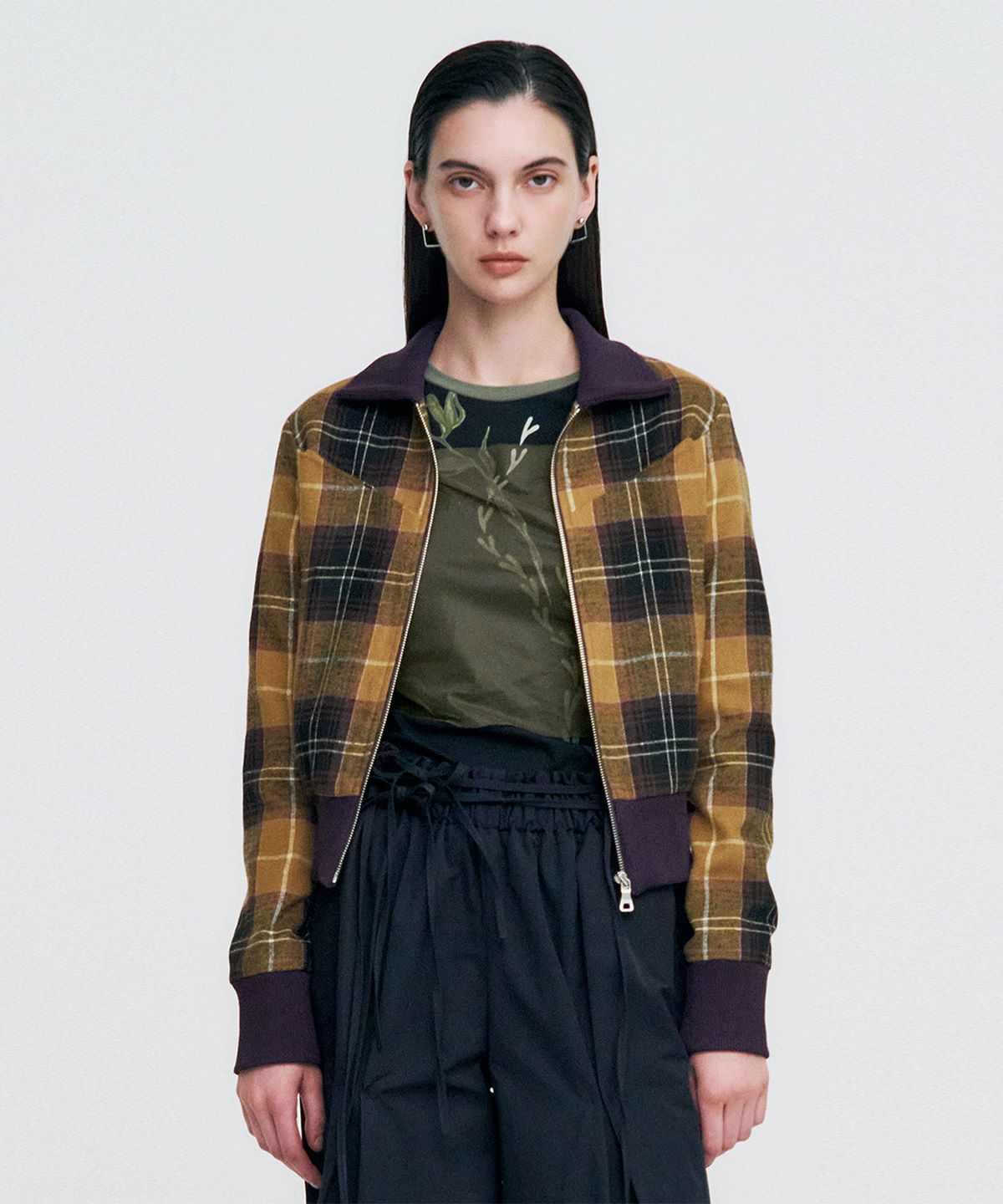킴지수(KIMZISU) Plaid Check Flannel Zip-Up Jacket _ MUSTARD