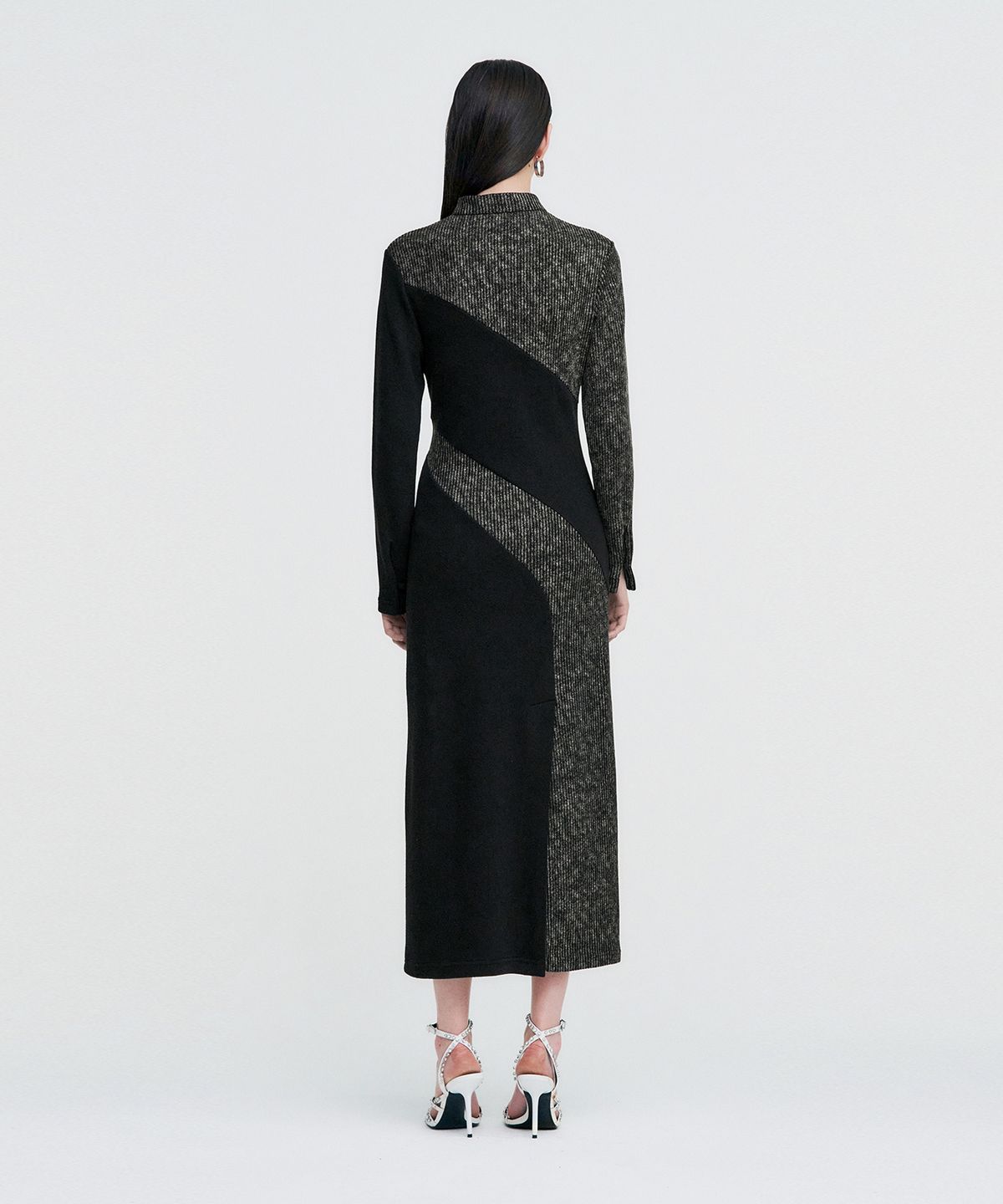 킴지수(KIMZISU) Melange Rib Panelled Long Dress _ BLACK