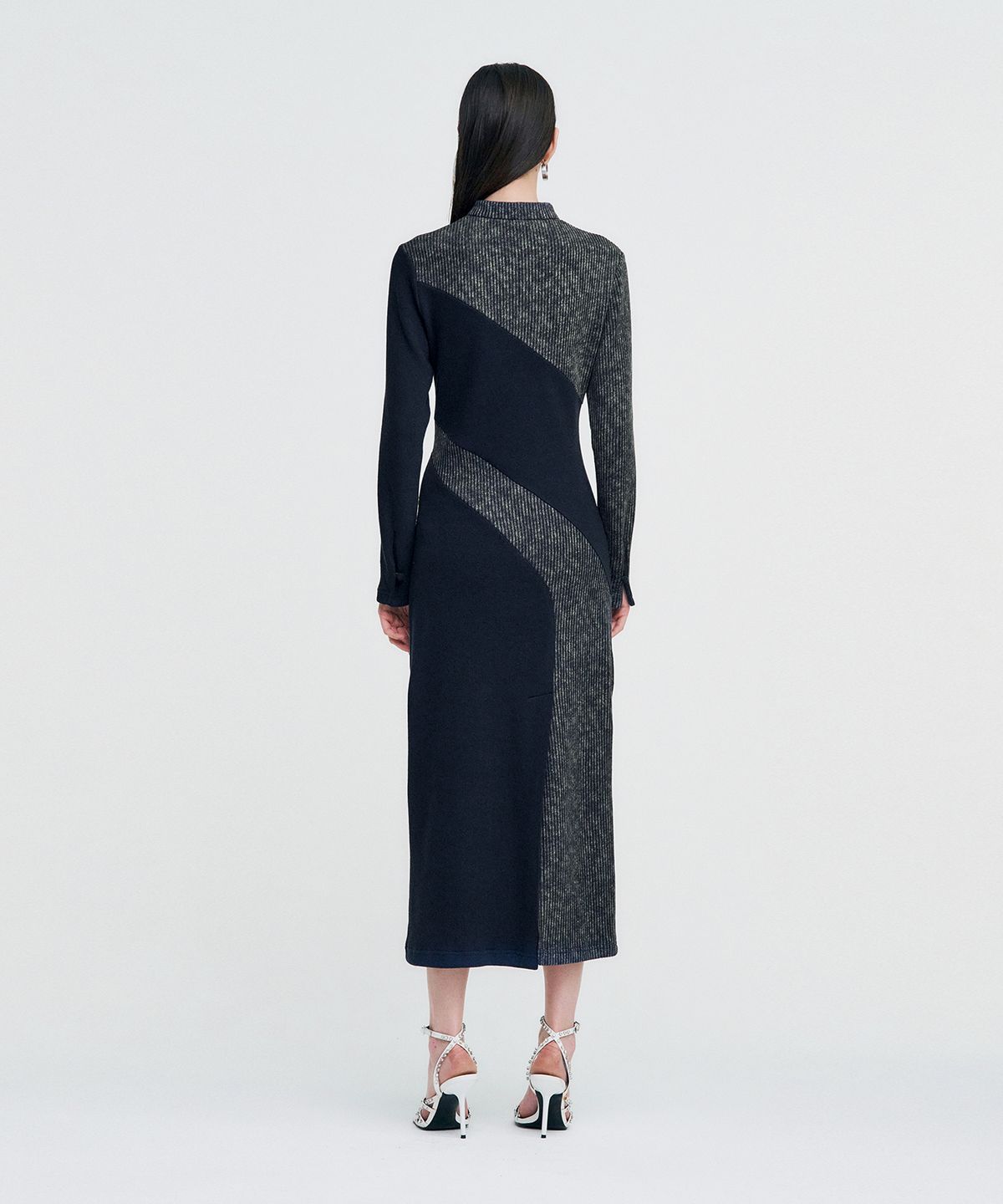 킴지수(KIMZISU) Melange Rib Panelled Long Dress _ NAVY