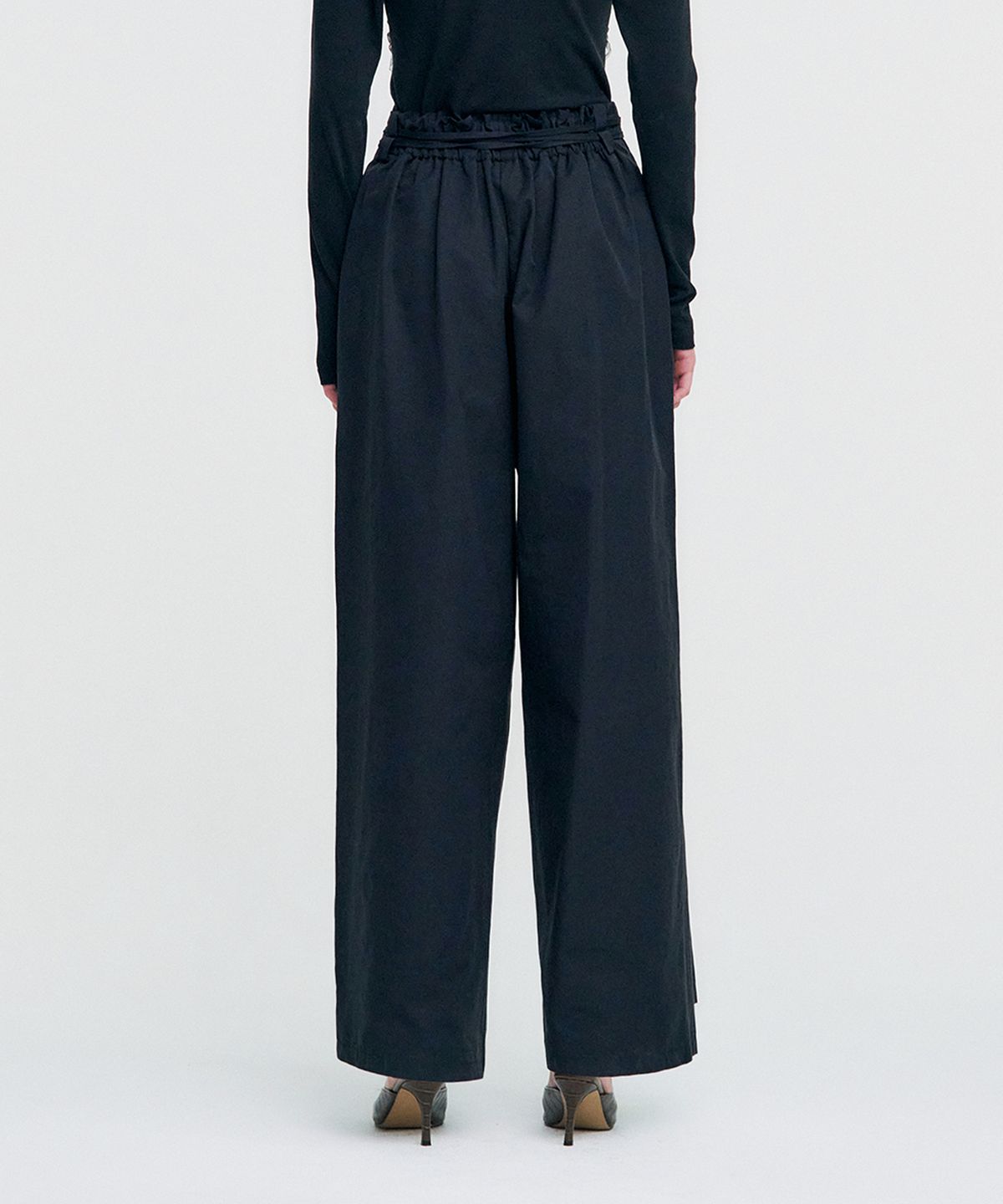 킴지수(KIMZISU) Ribbon Tied Wide Pants _ BLACK
