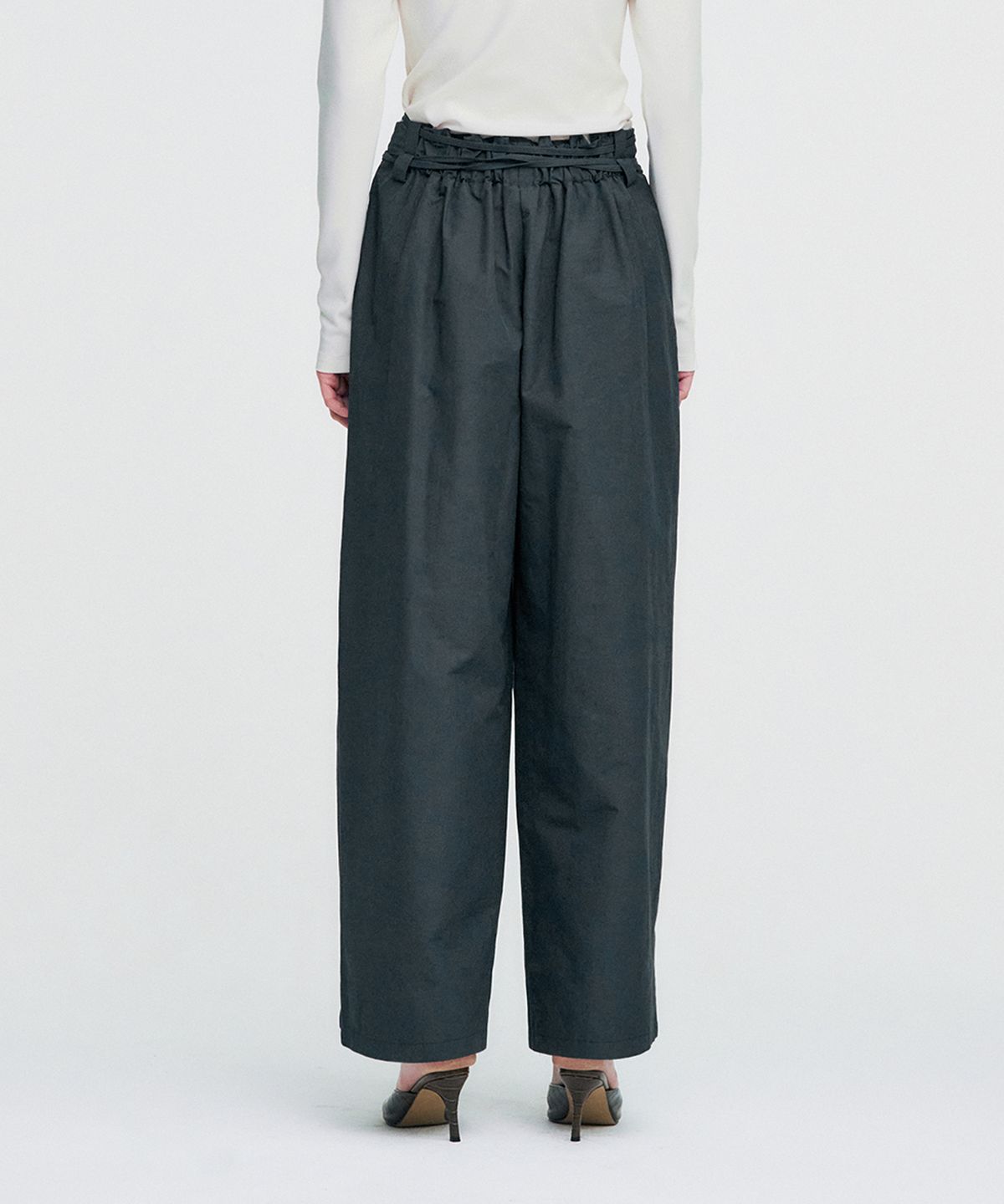 킴지수(KIMZISU) Ribbon Tied Wide Pants _ GREY