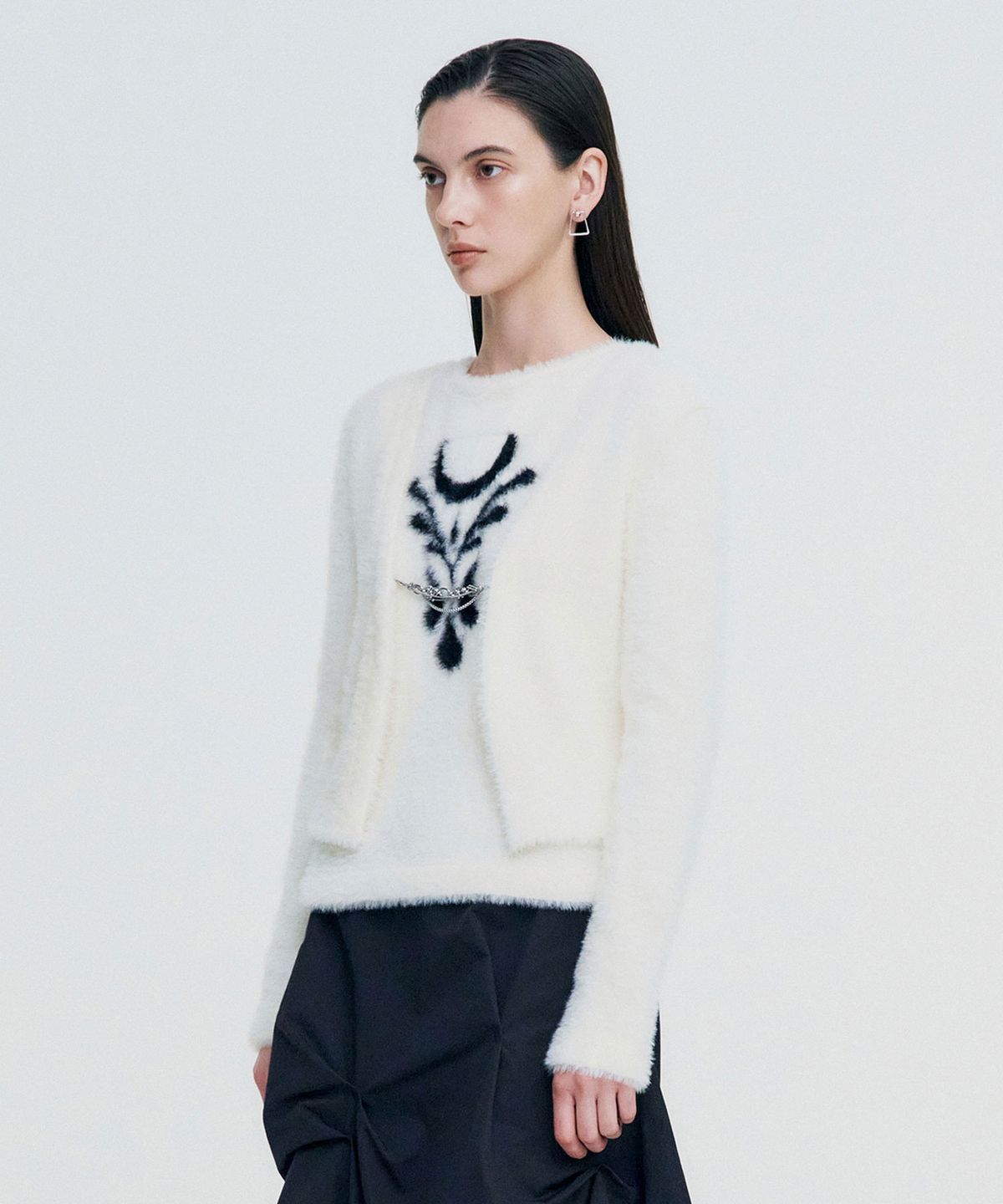 킴지수(KIMZISU) Chain Link Furry Cardigan _ IVORY
