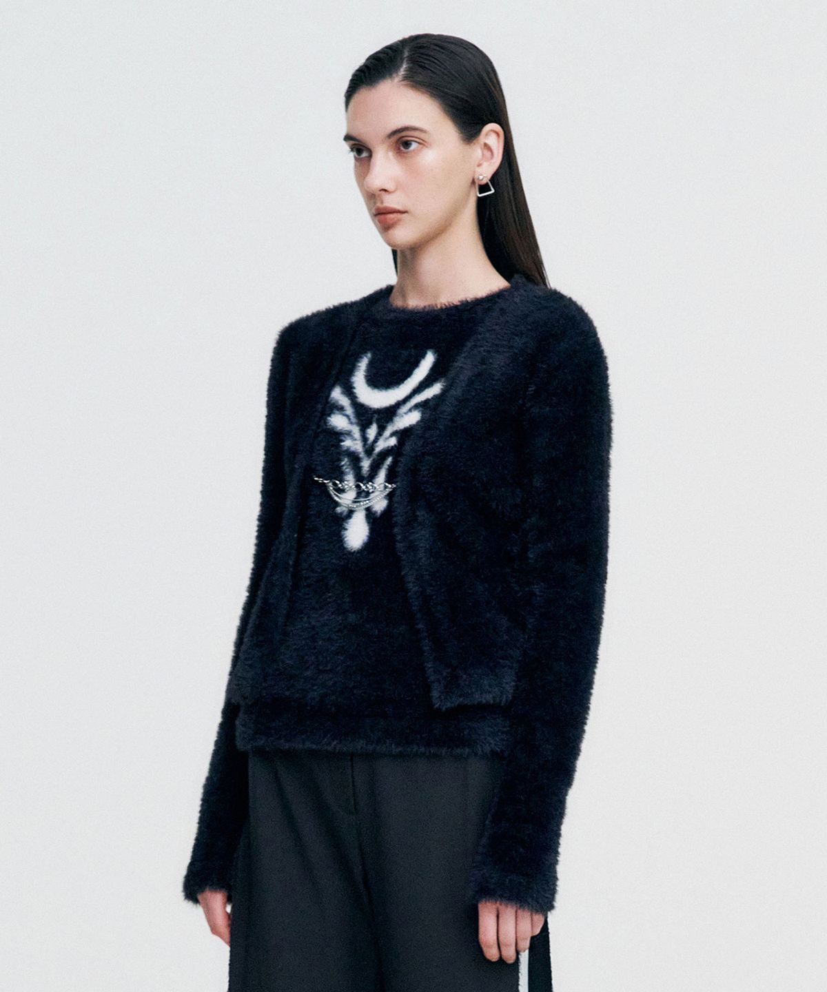 킴지수(KIMZISU) Chain Link Furry Cardigan _ BLACK