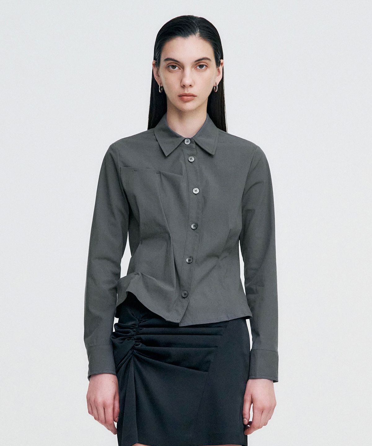 킴지수(KIMZISU) DOZI - Pinched Unbalance shirt _ GREY