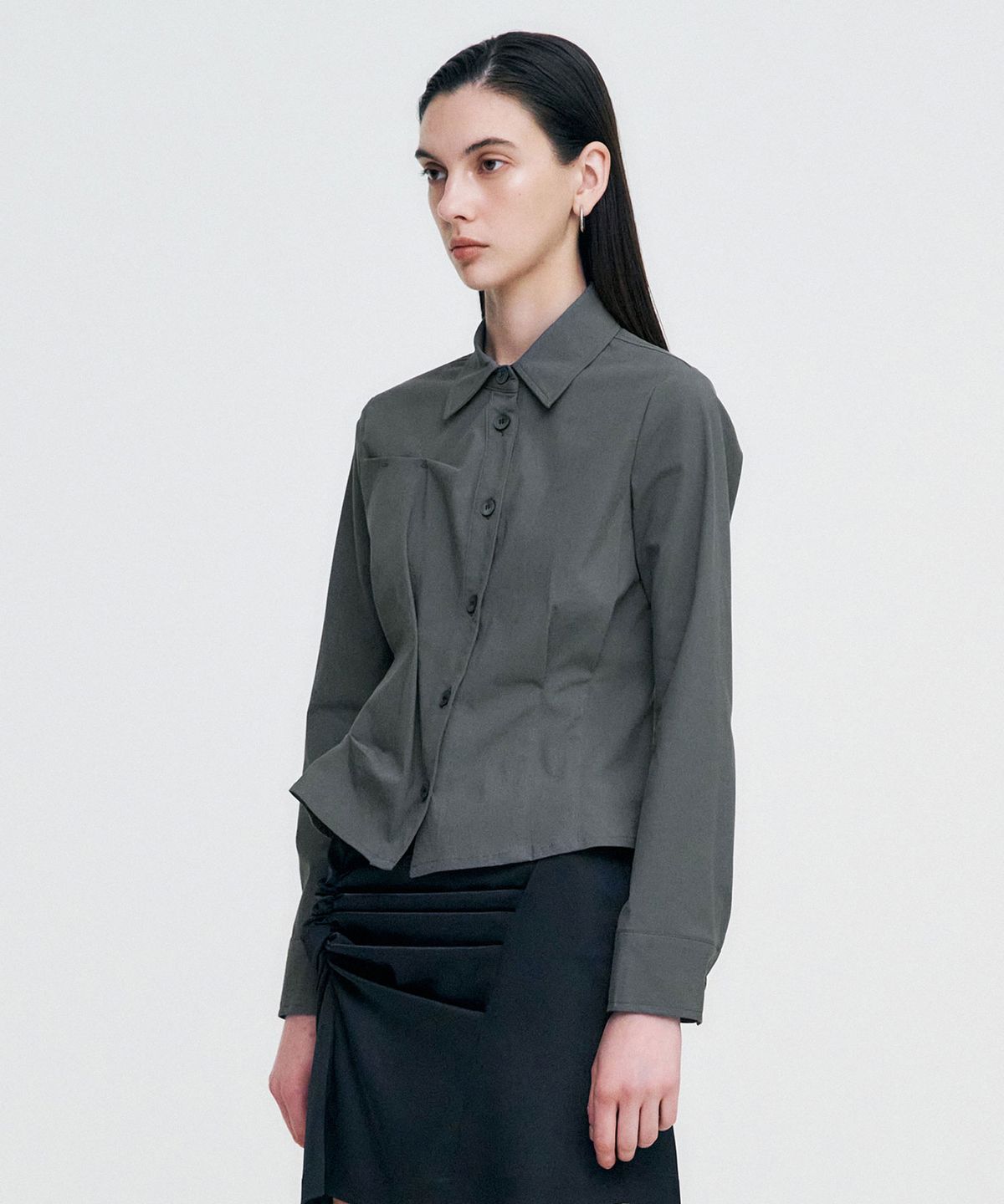 킴지수(KIMZISU) DOZI - Pinched Unbalance shirt _ GREY
