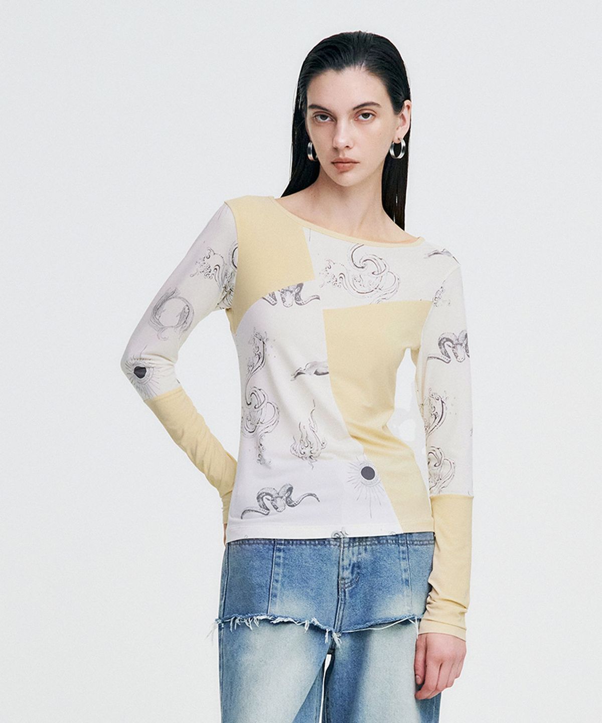 킴지수(KIMZISU) Elemental Motif Patchwork T-shirt _ YELLOW