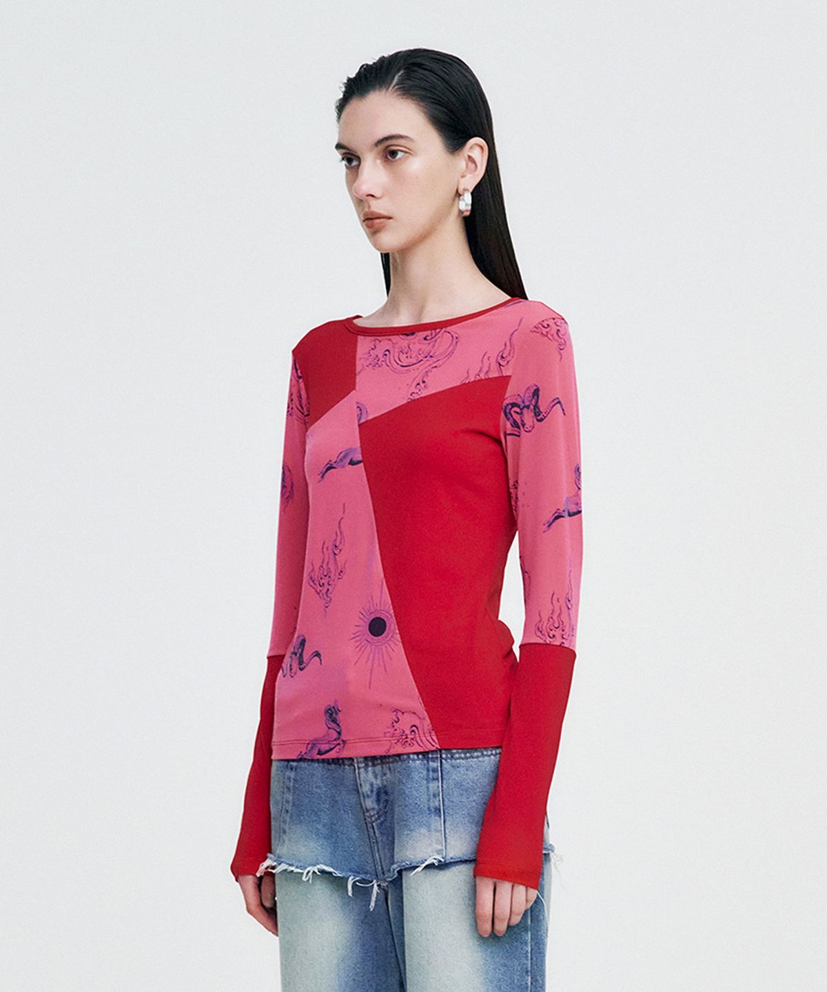 킴지수(KIMZISU) Elemental Motif Patchwork T-shirt _ RED