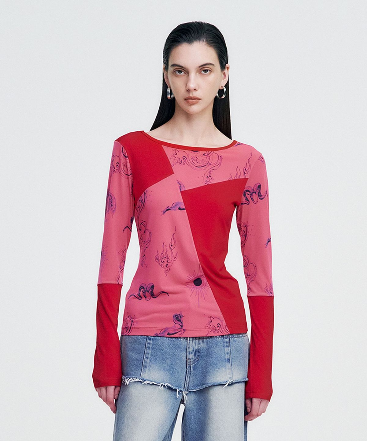 킴지수(KIMZISU) Elemental Motif Patchwork T-shirt _ RED