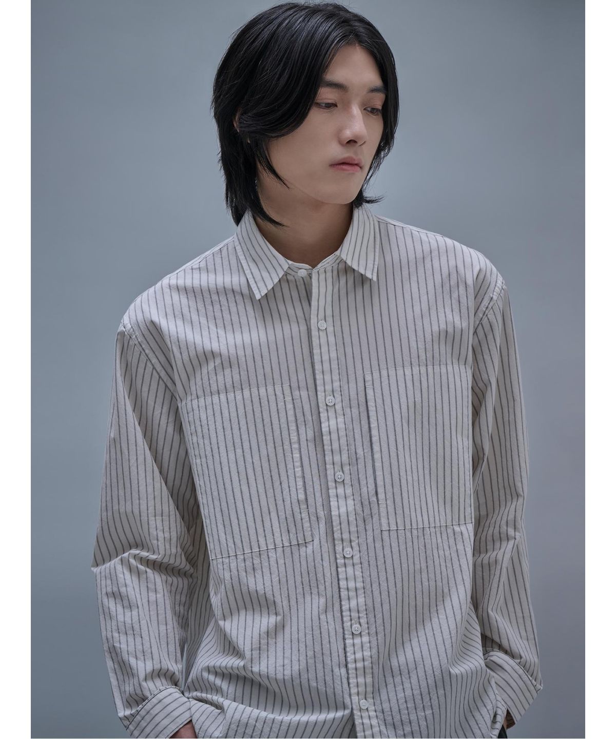 시프트지(SHIFT.G) Stripe Cloud Shirts  Ivory