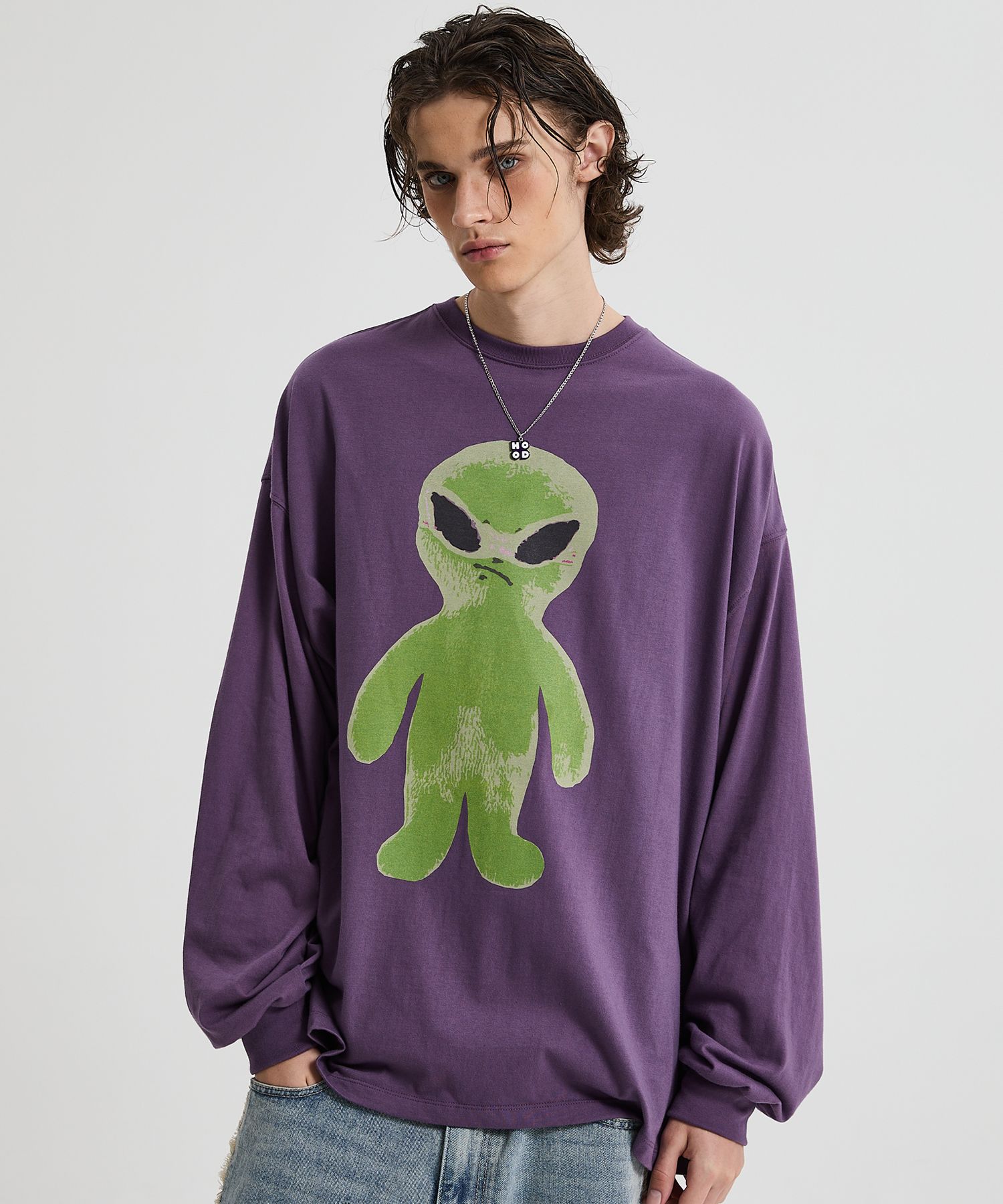 【HOODHOOD】Alien Graphic Overfit Long Sleeve T-shirt 3色 MUSINSA | HOODHOOD Alien Graphic Overfit Long Sleeve T-Shirt