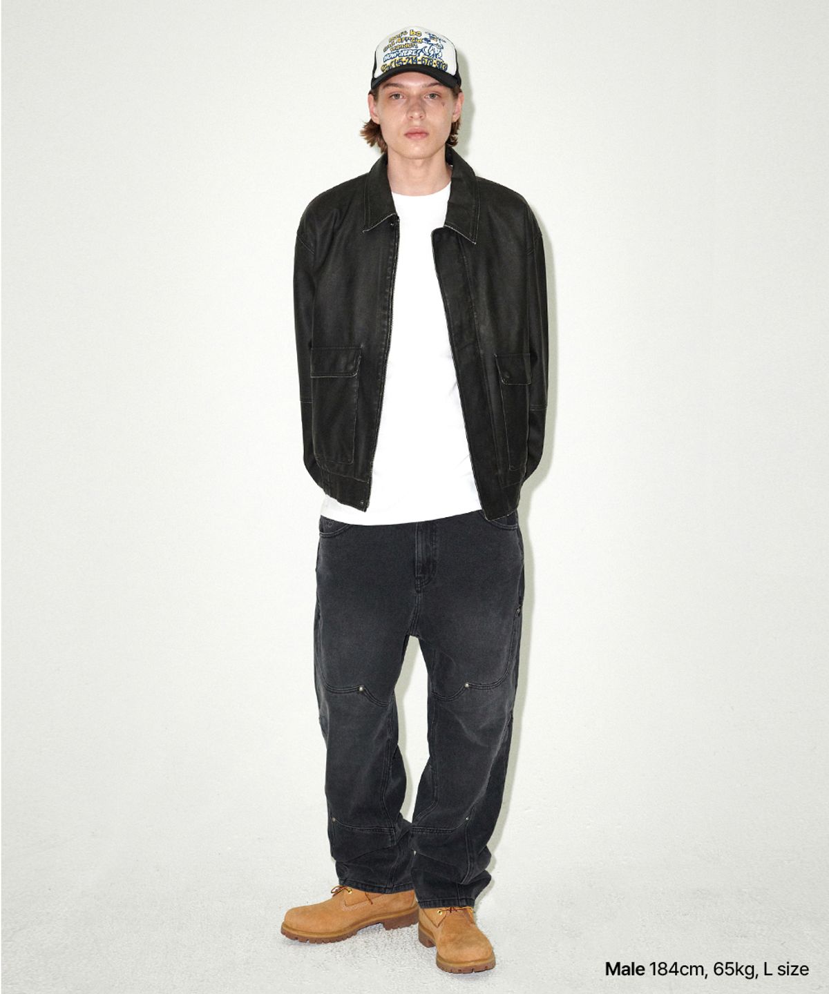 마하그리드(MAHAGRID) WASHED FAUX LEATHER BLOUSON BLACK(MG2EFMB940A)