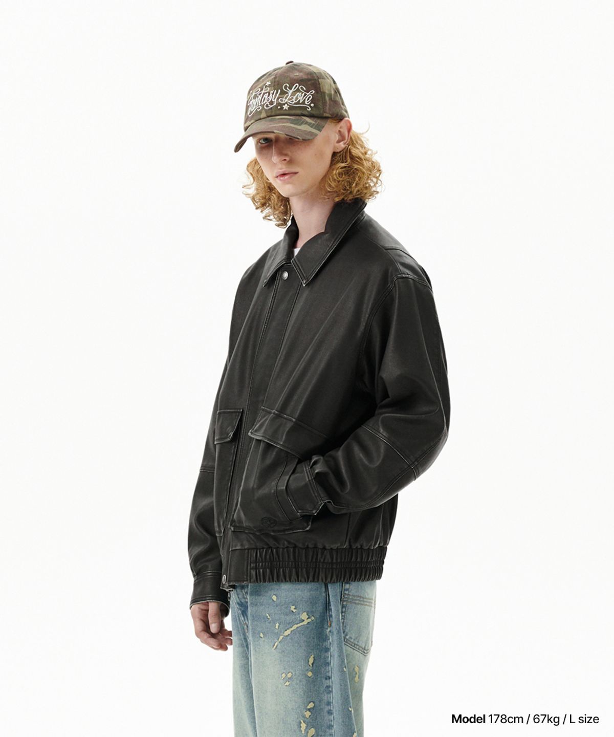 마하그리드(MAHAGRID) WASHED FAUX LEATHER BLOUSON BLACK(MG2EFMB940A)