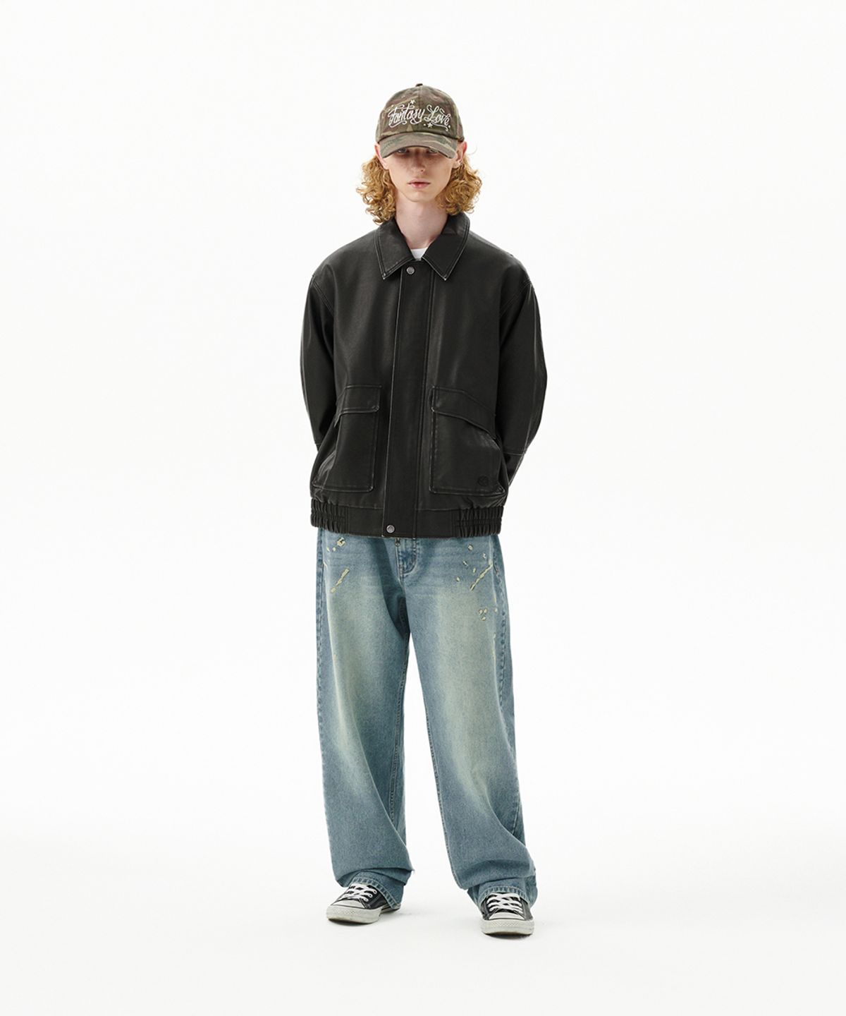 마하그리드(MAHAGRID) WASHED FAUX LEATHER BLOUSON BLACK(MG2EFMB940A)