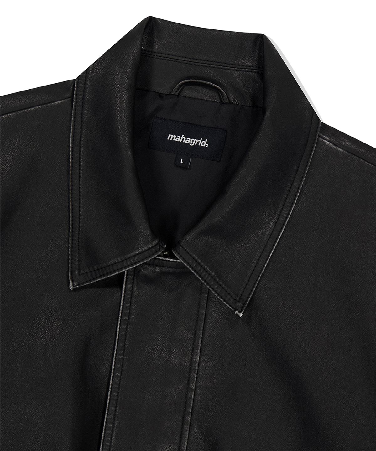 마하그리드(MAHAGRID) WASHED FAUX LEATHER BLOUSON BLACK(MG2EFMB940A)