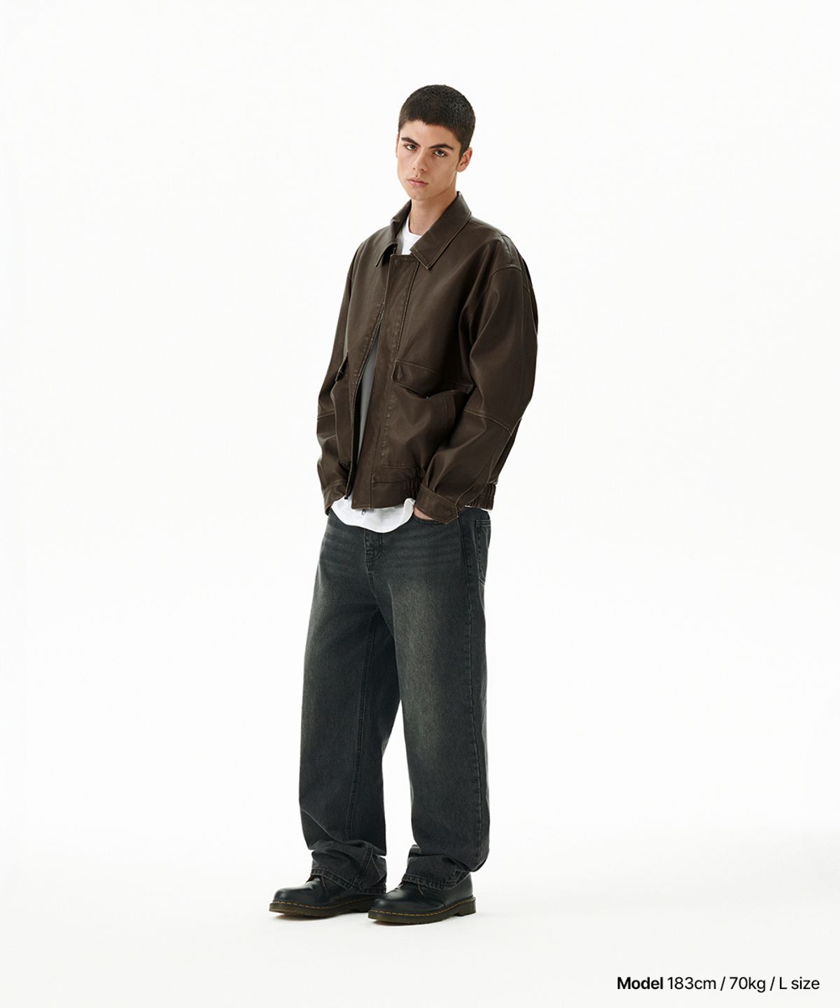 마하그리드(MAHAGRID) WASHED FAUX LEATHER BLOUSON BROWN(MG2EFMB940A)