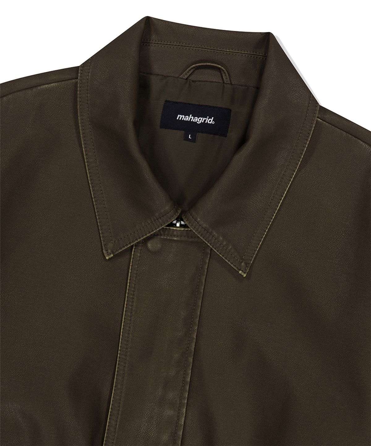 마하그리드(MAHAGRID) WASHED FAUX LEATHER BLOUSON BROWN(MG2EFMB940A)