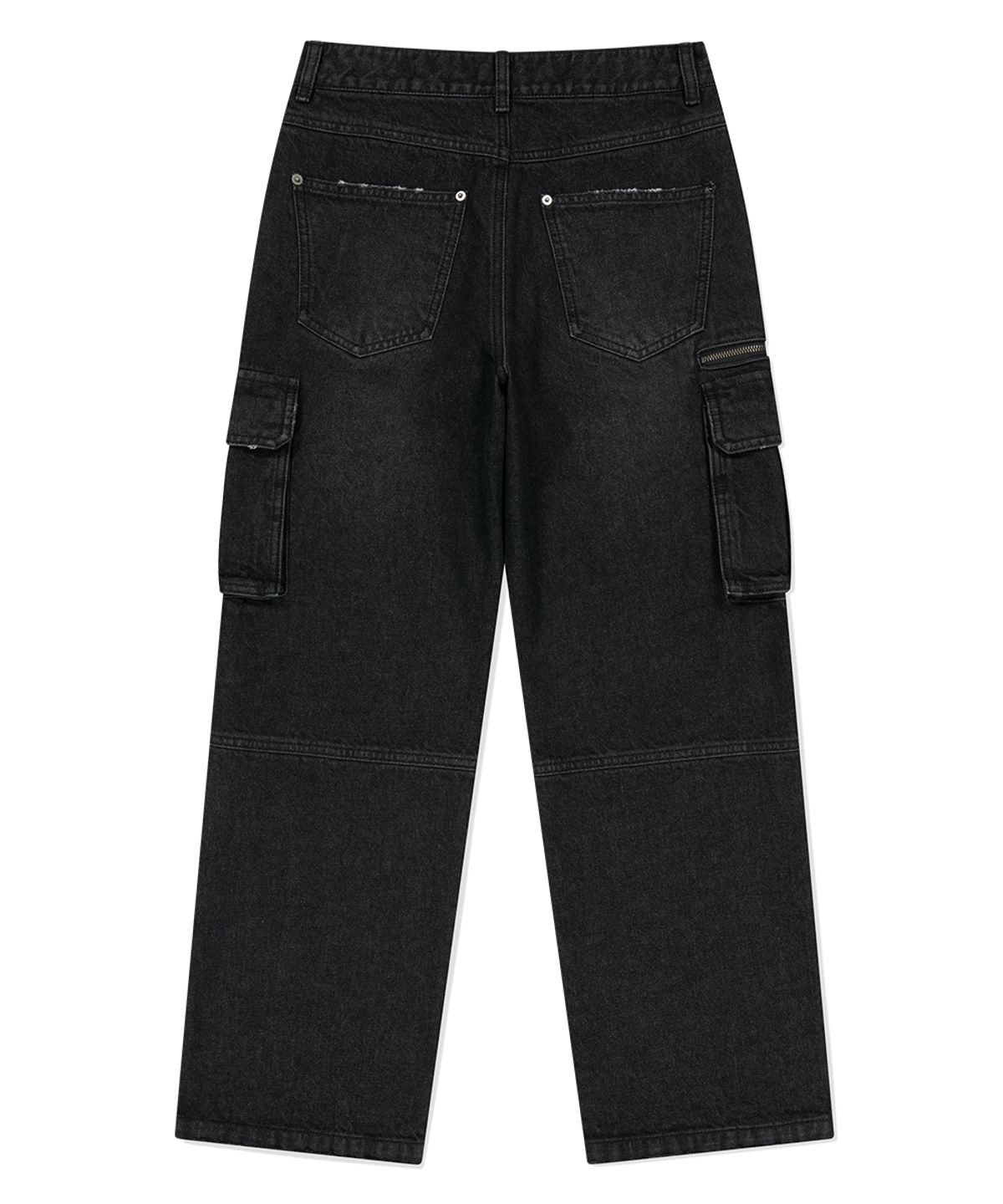 마하그리드(MAHAGRID) WASHED ZIP CARGO DENIM PANT BLACK(MG2EFMD110A)